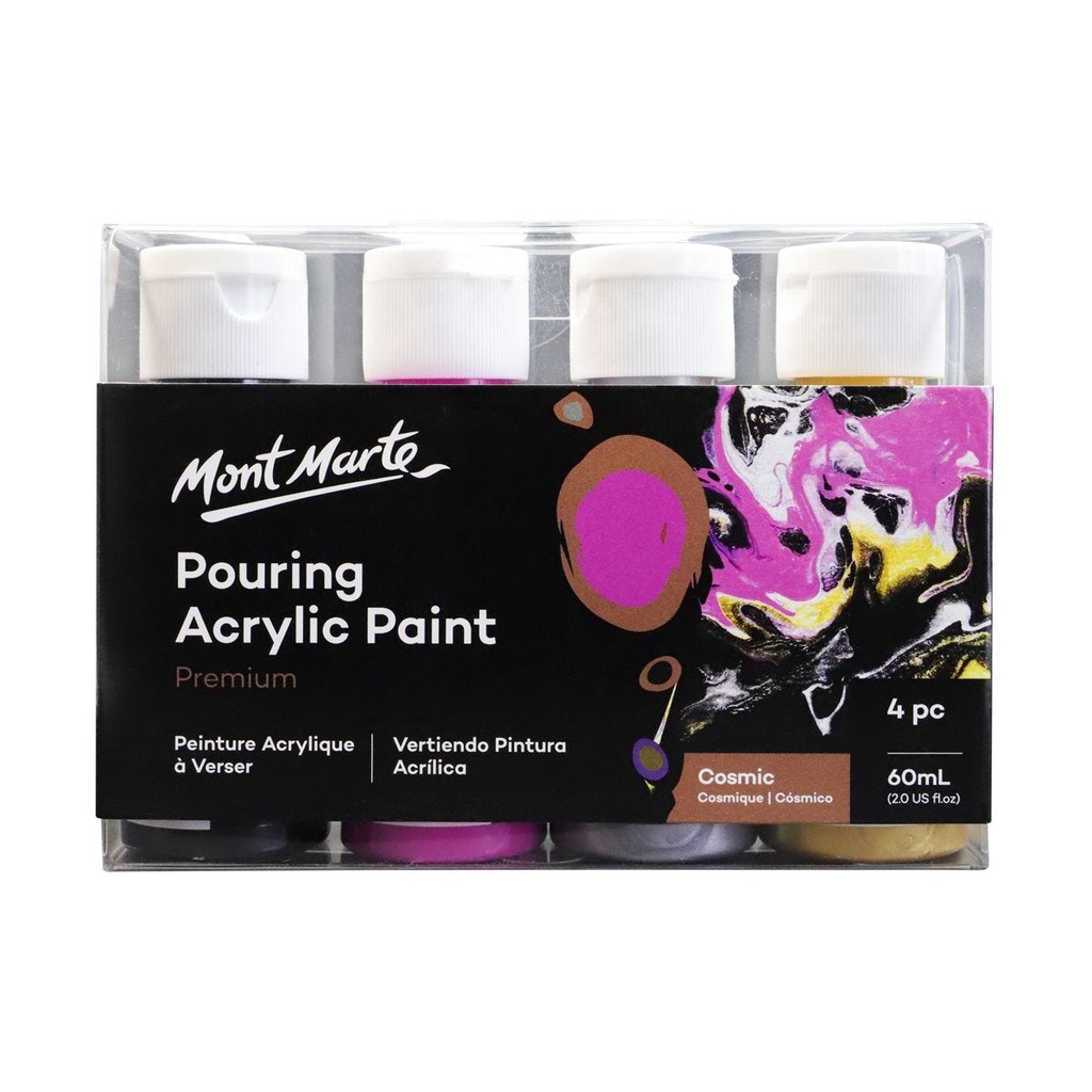 Bộ Màu Đổ Pouring Acrylic Mont Marte - Set Cosmic - 4 chai x 60ml - PMPP4203