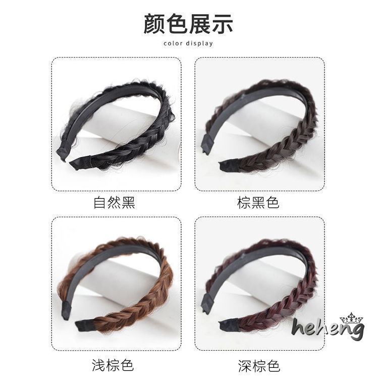 Bán Sỉ Tóc Giả Thắt Bím Xương Cá Có Răng Lược hua wang Băng Đô Màu Đỏ Phụ Kiện Tóc Áp Suất