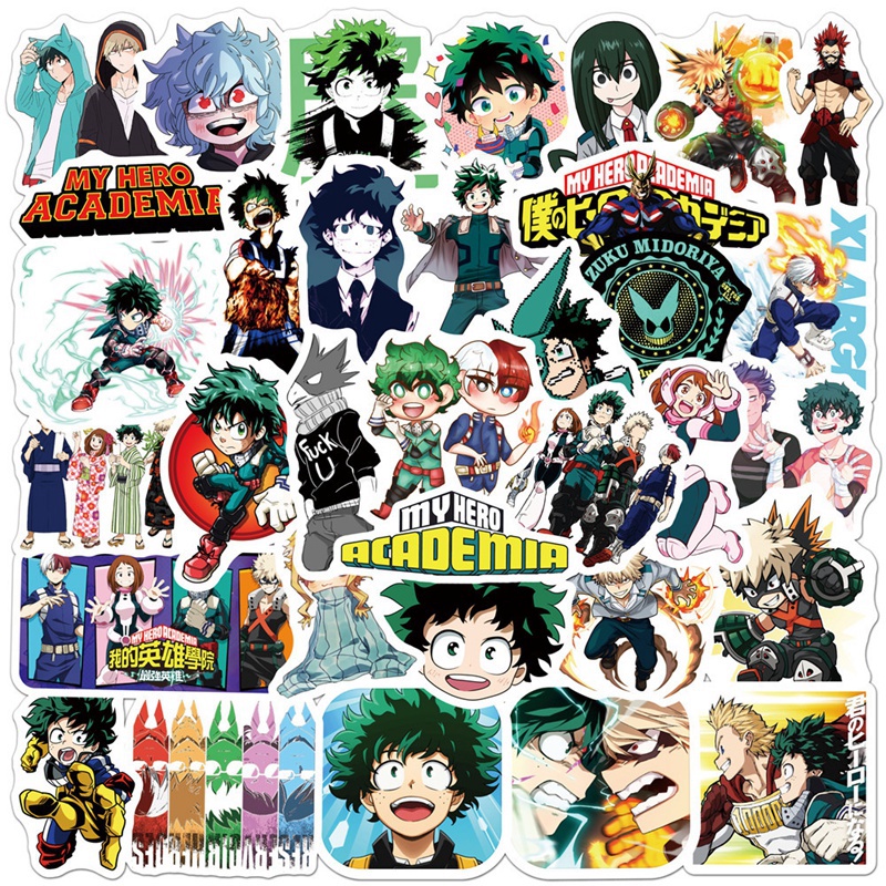Set 100 Miếng Dán Trang Trí Laptop Phong Cách Hoạt Hình My Hero Academia