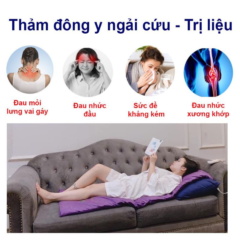 Thảm ngải cứu Trung Hoa 10 loại thảo dược .Đệm điện ngải cứu sưởi ấm giảm đau mỏi lưng xương khớp hiệu quả , thư giãn
