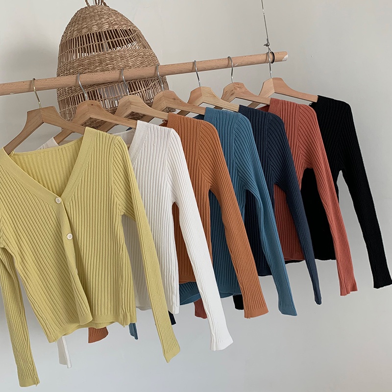 Áo khoác cardigan Pure Cube dệt kim cổ chữ V dáng rộng phong cách Hàn Quốc thời trang thu đông cho nữ