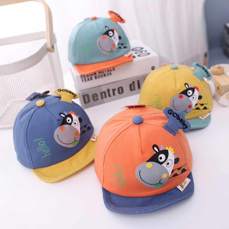 Mũ vải nón vải dáng lưỡi trai điều chỉnh được rộng chật cho bé trai bé gái 6 tháng tới 24 tháng tuổi