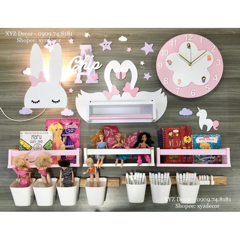 COMBO 2 KỆ SÁCH TREO TƯỜNG THANH NGANG  XYZDECOR MÀU TRẮNG | BigBuy360 - bigbuy360.vn