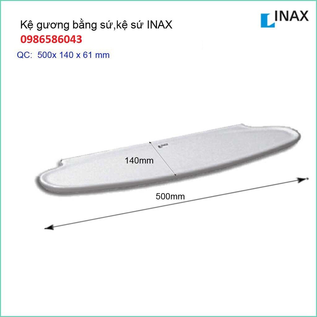 Kệ gương phòng tắm bằng sứ, kệ sứ Inax - hàng chính hãng có vít inox kèm theo sản phẩm