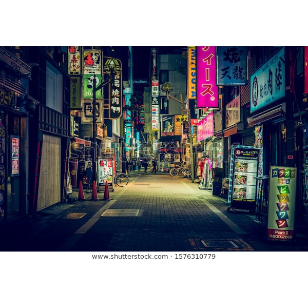 Tranh dán tường đường phố Nhật Bản 3D miễn Phí chèn tên riêng Quán, chèn chữ và logo theo yêu cầu