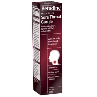 [Hàng Úc] Betadine Ready To Use Sore Throat Gargle 120mL - Nước súc miệng sát khuẩn vòm họng 120ml