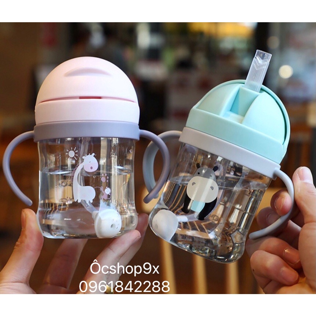 Bình tập uống nước cho bé từ 6 tháng có van chống sặc được làm từ nhựa Tritan an toàn cho bé (chống vỡ)