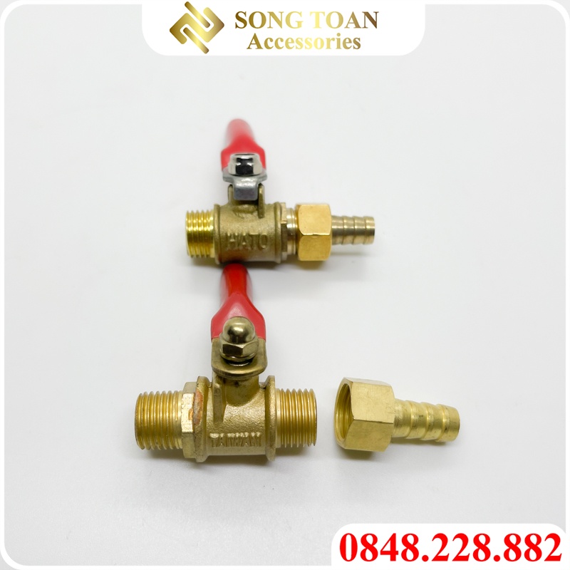 Van Hơi Đồng, Van Bi Đồng Tay Gạt, Khoá Hơi Khí Nén 1/4 (13mm)