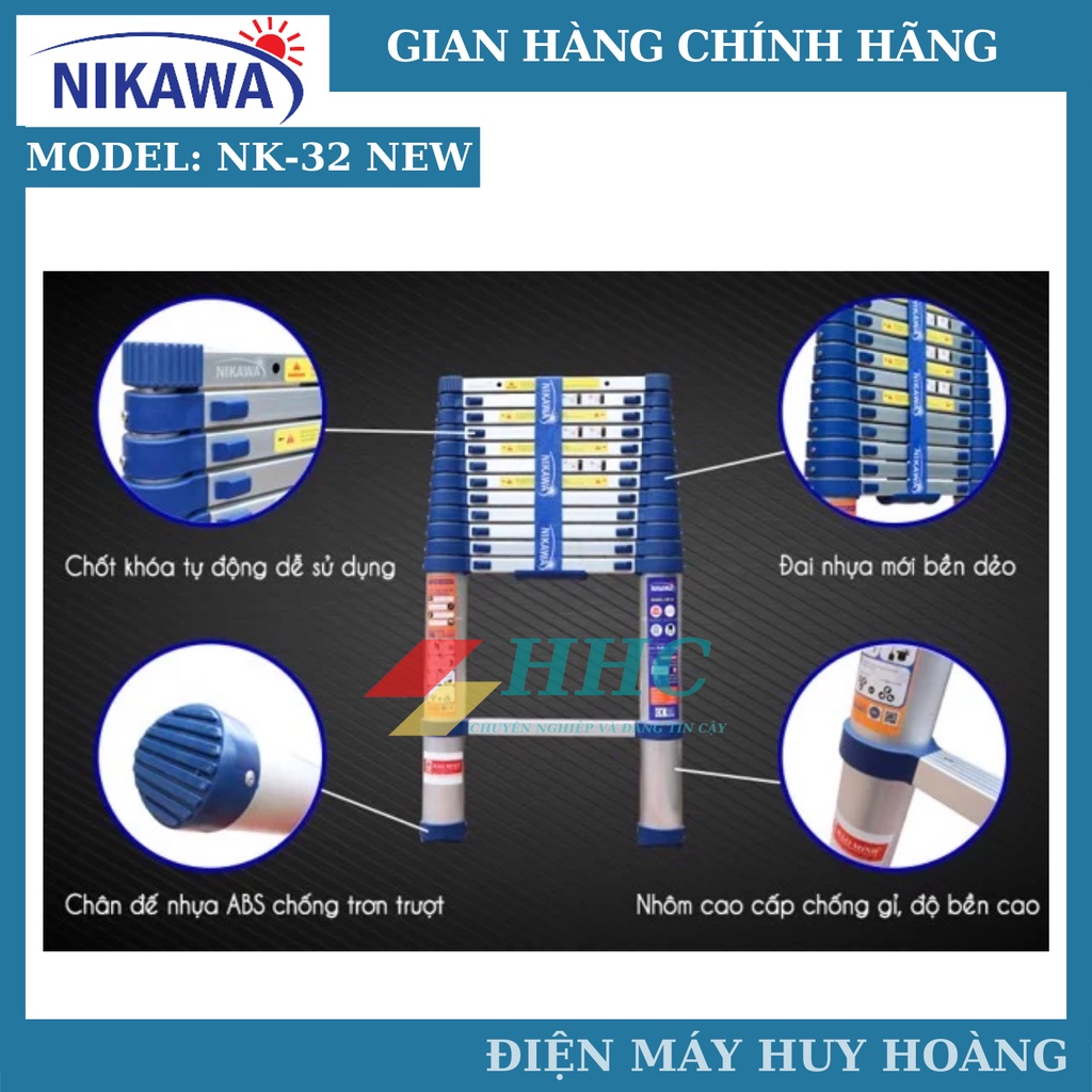 Thang nhôm rút đơn siêu bền Nikawa NK-32 New. NK-32 Pro