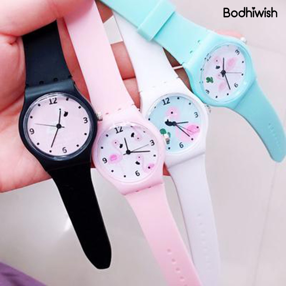 Đồng Hồ Đeo Tay Dây Nhựa Hình Chim Hồng Hạc Dễ Thương Cho Bé