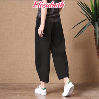 Quần thời trang nữ ống thụng lưng thun Elizabeth chất liệu Linen thun form rộng rãi thoải mái QH.39