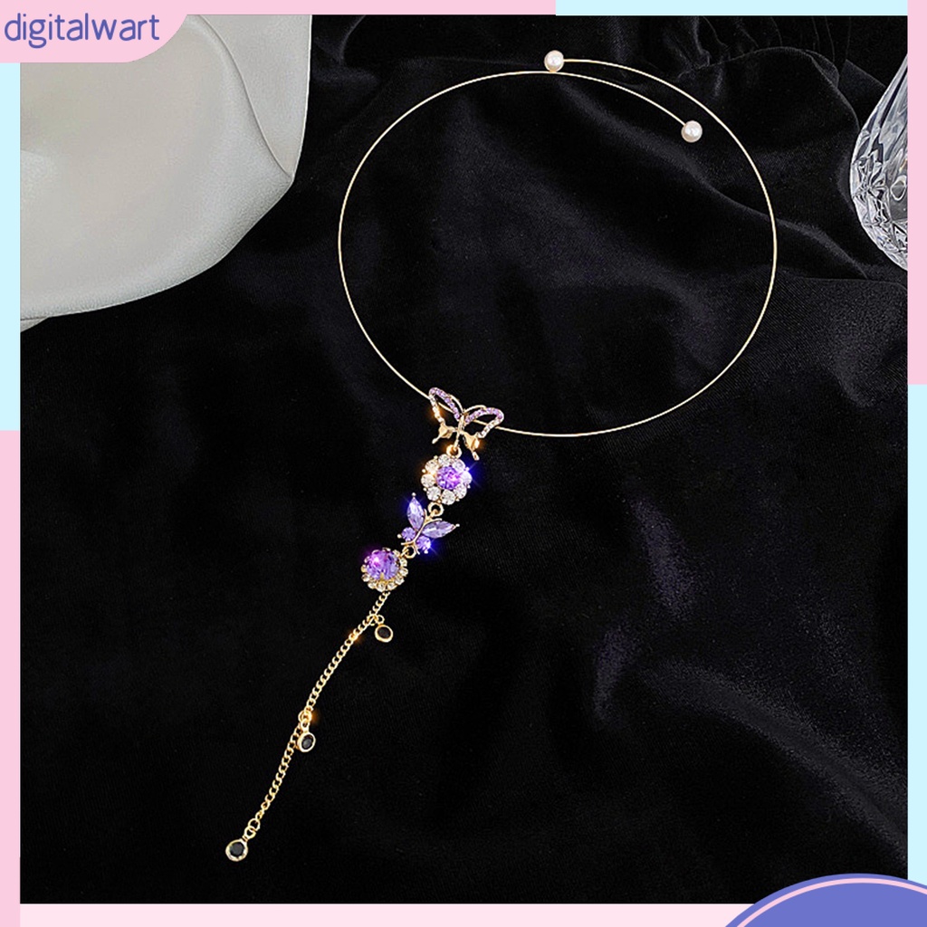 Vòng Cổ Choker Mặt Hình Bướm Đính Đá Có Thể Điều Chỉnh Kích Cỡ