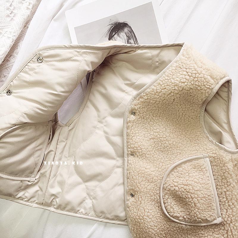 Áo Khoác Không Tay Hai Mặt Bằng Vải Cotton Thời Trang Thu Đông Hàn Quốc Mới Cho Bé Gái