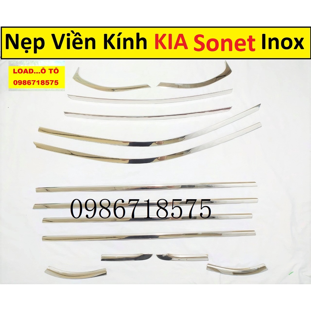 Ốp Nẹp Viền Chân Kính, Cong Kính Xe KIA Sonet 2022-2023 Mẫu Inox 304 Sáng Bóng