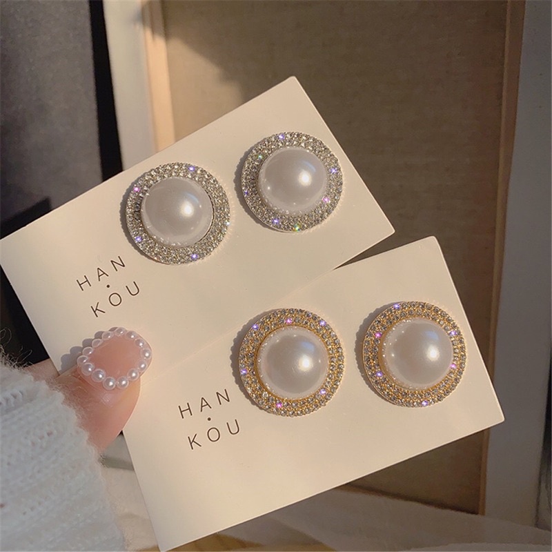 Khuyên tai đính đá lấp lánh phong cách Retro cao cấp / Bà Tổng Phụ Kiện