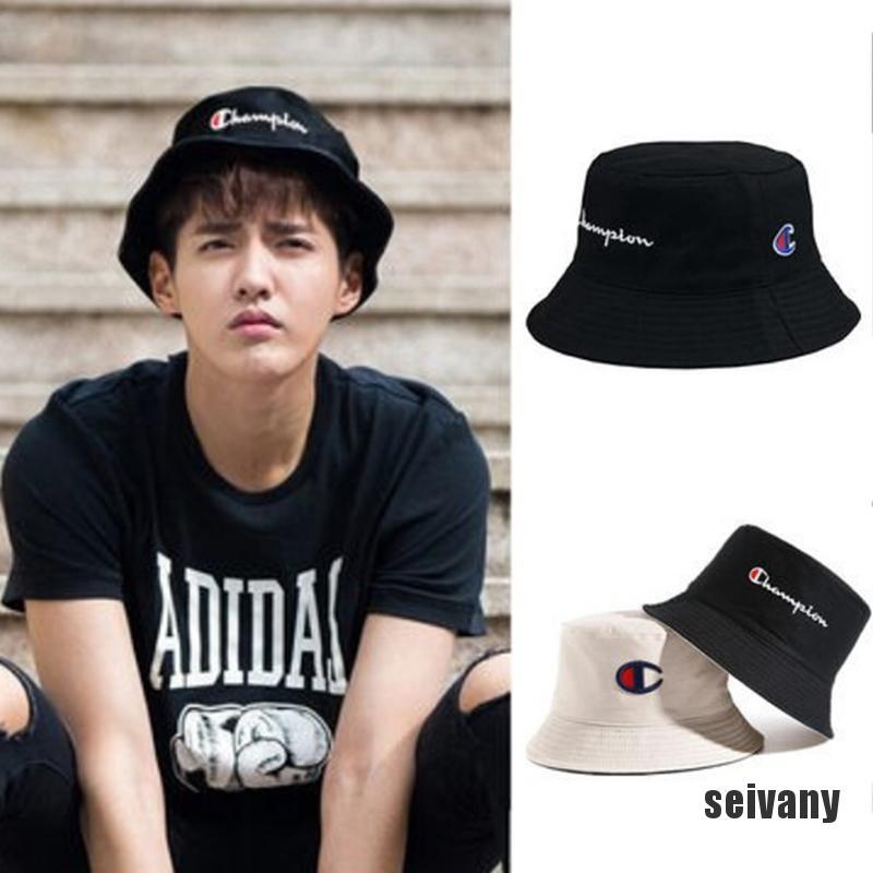 [sei] Champion Unisex Fashion Breathable Double Sided Cotton Bucket Hat SunCap wyf