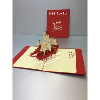 Thuyền 4 ( 3 Cánh ) - Boat - Thiệp 3D ( nhiều màu )