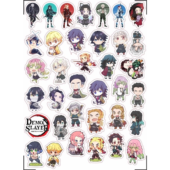 Sticker kimetsu no yaiba 30-60 cái ép lụa/hình dán anime kimetsu no yaiba