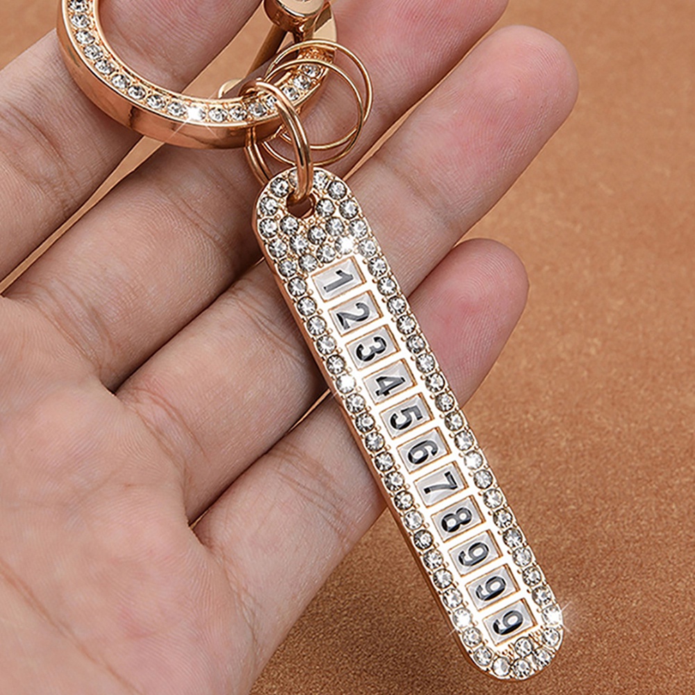 Móc Chìa Khóa Xe Hơi Đính Đá Có Mặt Số Điện Thoại Chống Thất Lạc Thời Trang Cho Nam Và Nữ