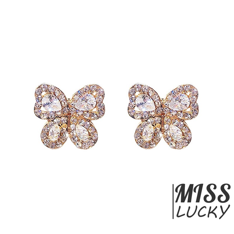 Khuyên tai hình bướm đính đá phong cách Hàn Quốc thanh lịch dành cho nữ