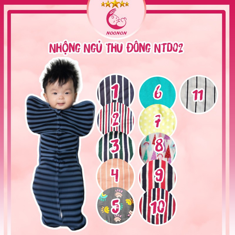 Nhộng Chũn 𝑭𝑹𝑬𝑬𝑺𝑯𝑰𝑷 Nhộng NOONON Thu Đông Giúp Bé Ngủ Ngon - Quấn Em Bé Từ 2 Tháng Tới 6 Tháng - Mã NTD02