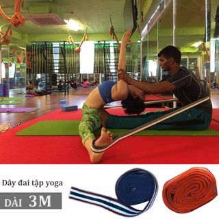 Dây tập yoga 3 mét hỗ trợ mở khớp chất liệu cotton siêu bền
