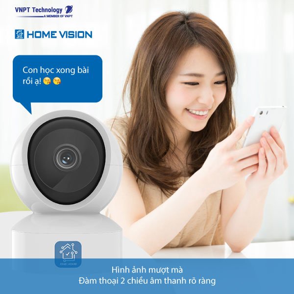 Camera IP Wifi VNPT Technology ONE HOME HVIP01 xoay 360 quan sát rõ ngày và đêm kèm thẻ 16Gb hàng Việt Nam