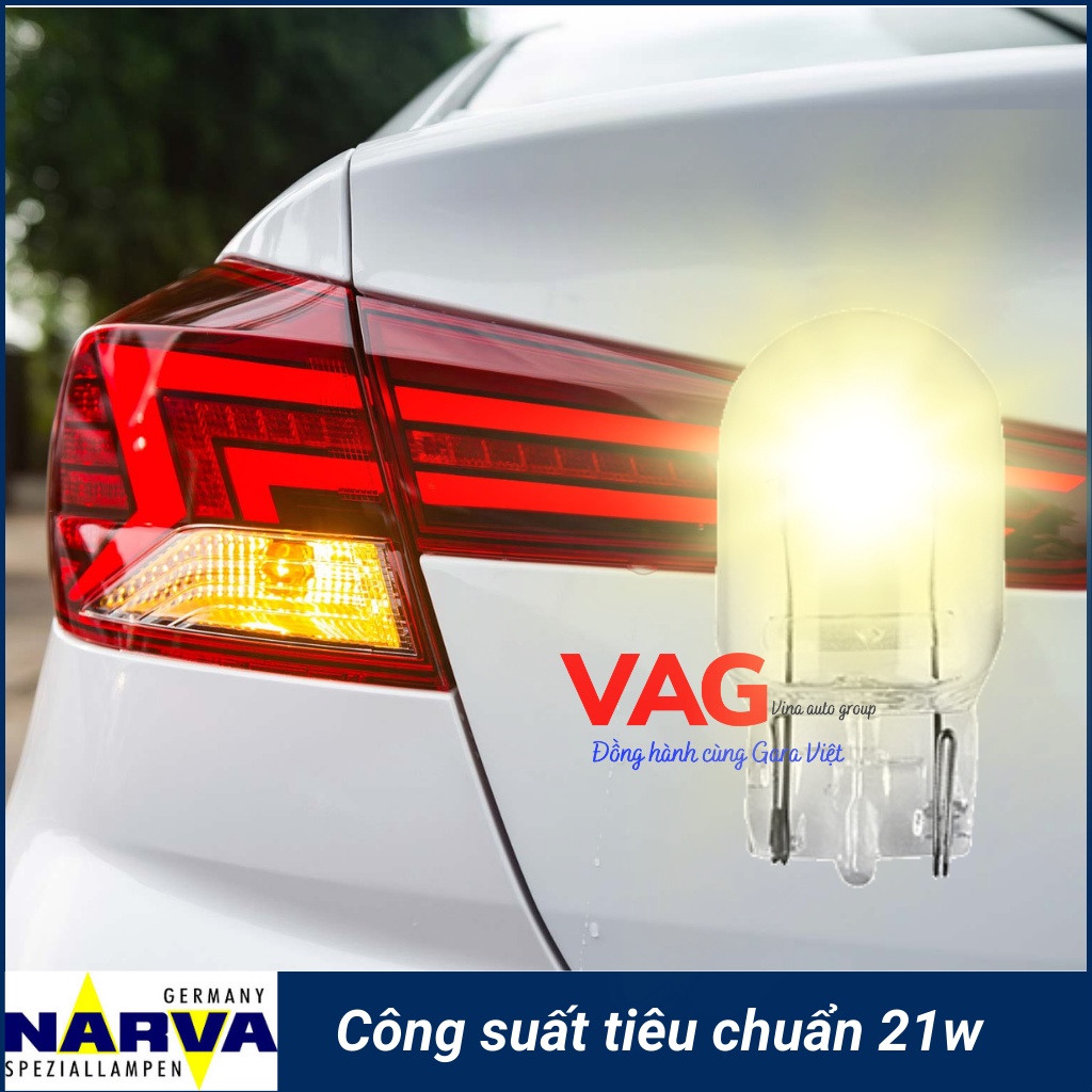 Bóng đèn phanh, xi nhan, lùi chân cắm W21W 12V chính hãng NARVA công nghệ Đức