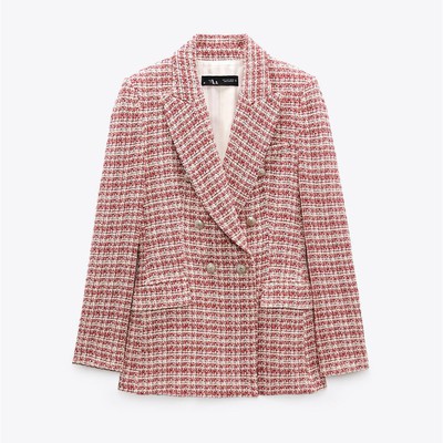 (2 MÀU) ÁO BLAZER VẢI DỆT HAI HÀNG KHUY MÀU ĐỎ TRẮNG XANH - 7822/107 8415/107