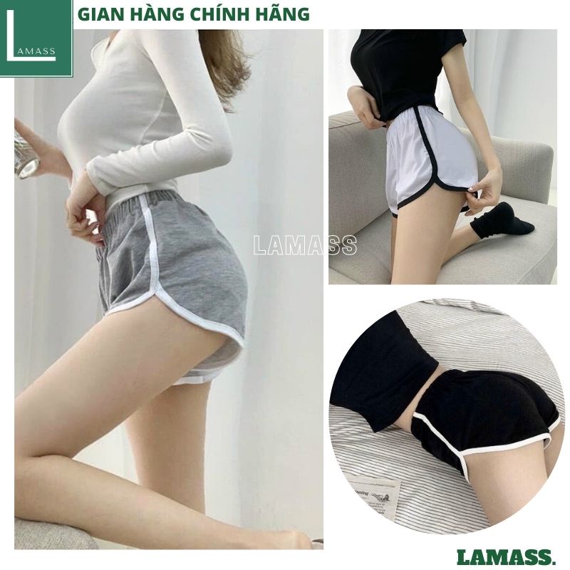 Quần short nữ thể thao viền trắng 3 mầu katun cực xinh sang chảnh tập gym cũng rất phù hợp ulzzang chất co giãn -LAMASS
