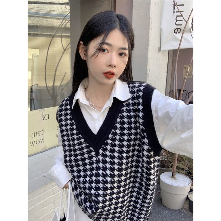 Áo len không tay dáng rộng thời trang mùa xuân mới phong cách Hàn Quốc