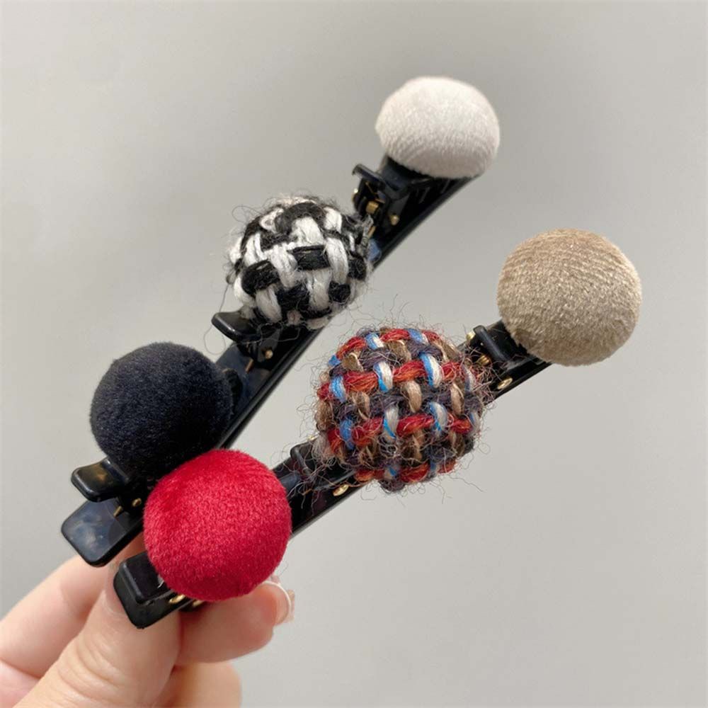 Kẹp tóc nhung đính bóng lông đầy màu sắc phong cách Hàn Quốc thời trang dành cho nữ