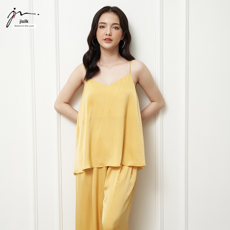 Bộ đồ ngủ lụa mặc nhà nữ, pijama quần dài latin satin cao cấp thiết kế Hàn Quốc lịch sự Basicci L.SET-01 - jisilk