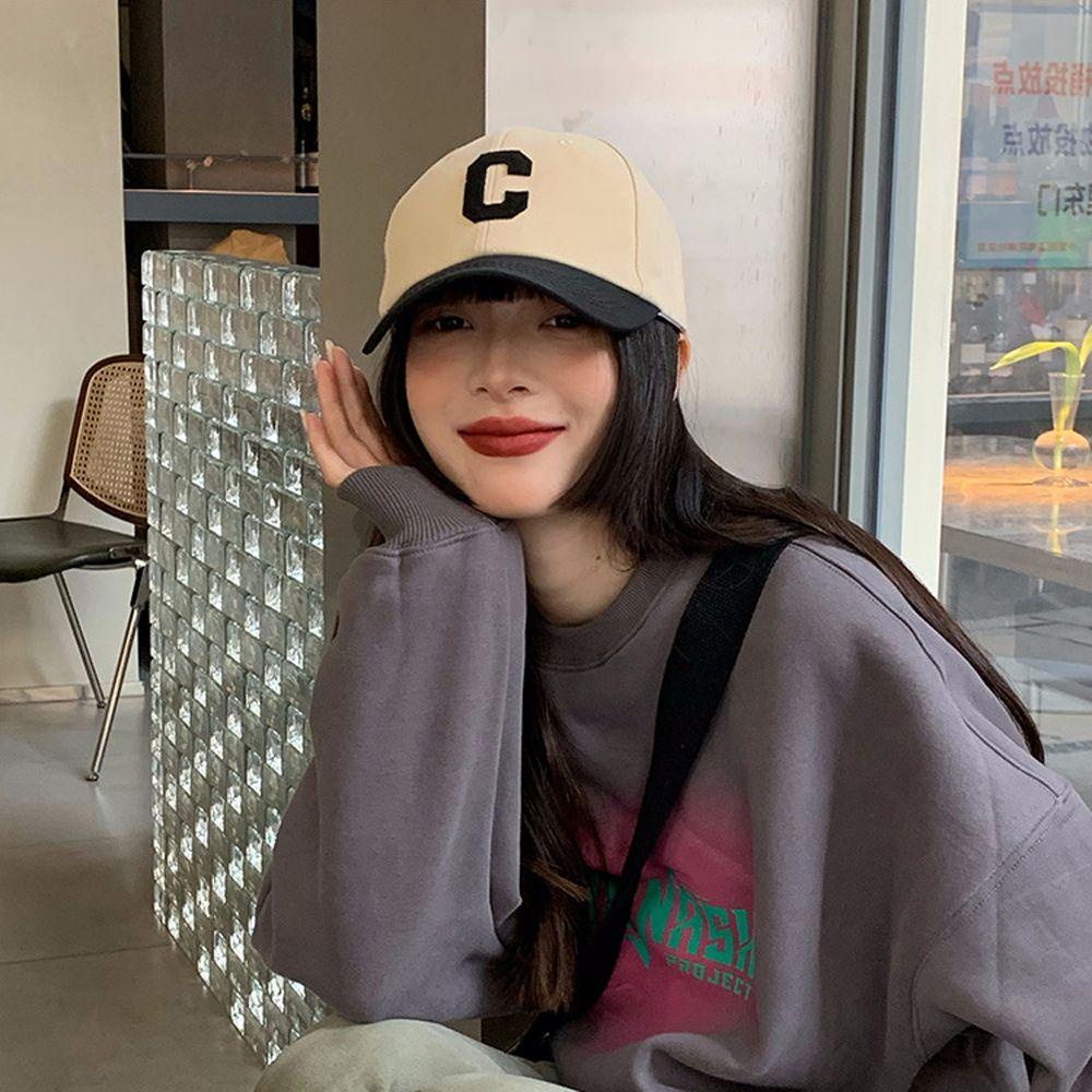 IVORY Mũ Lưỡi Trai Unisex Vải Cotton Thêu Hình Dễ Thương Phong Cách Hàn Quốc