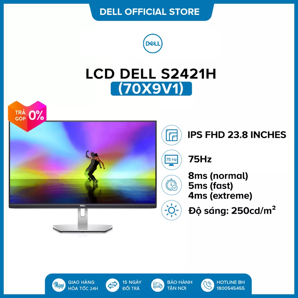 Màn hình máy tính Dell IPS FHD (1920x1080) 75Hz 8ms 23.8 inches l S2421H (70X9V1) l HÀNG CHÍNH HÃNG