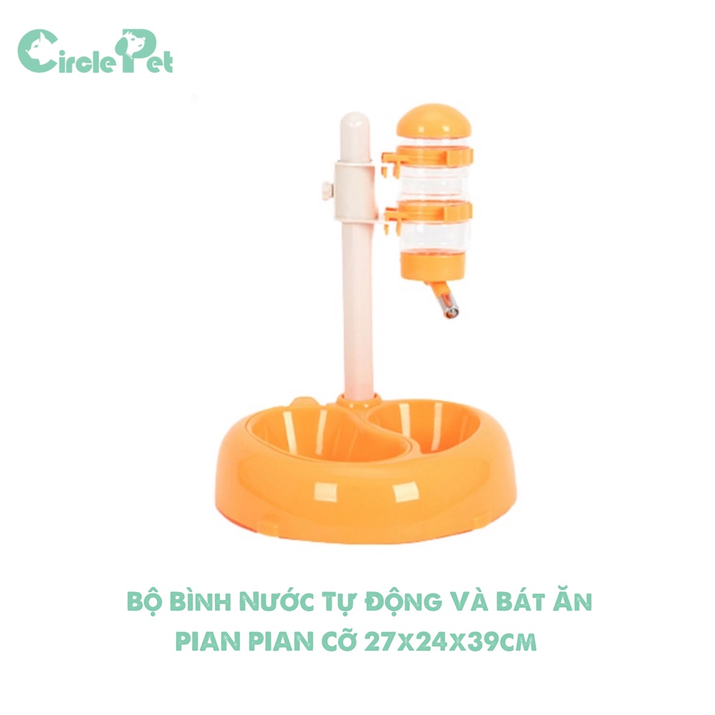 Bộ Bình Nước Tự Động Và Bát Ăn PIAN PIAN Dành Cho Thú Cưng Chất Liệu Nhựa Cao Cấp Cỡ 27x24x39cm - Circle Pet