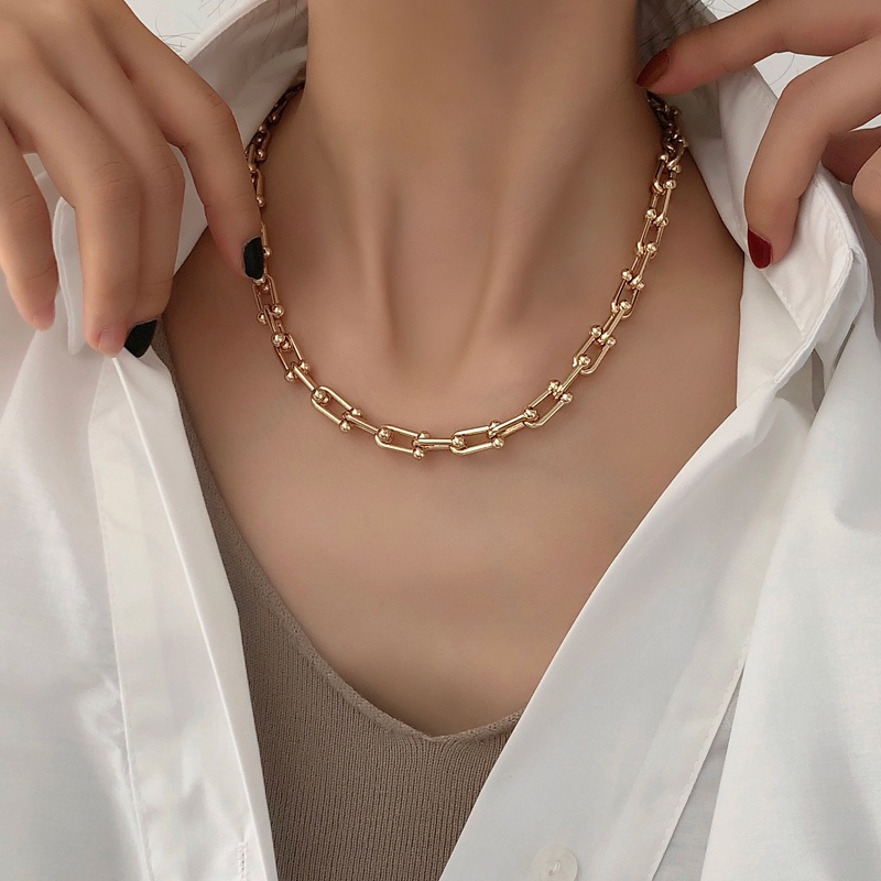 [Augustcloth | AugustJewelry] Dây chuyền/ vòng cổ hợp kim mắc xích vòng tròn phong cách Hàn Quốc