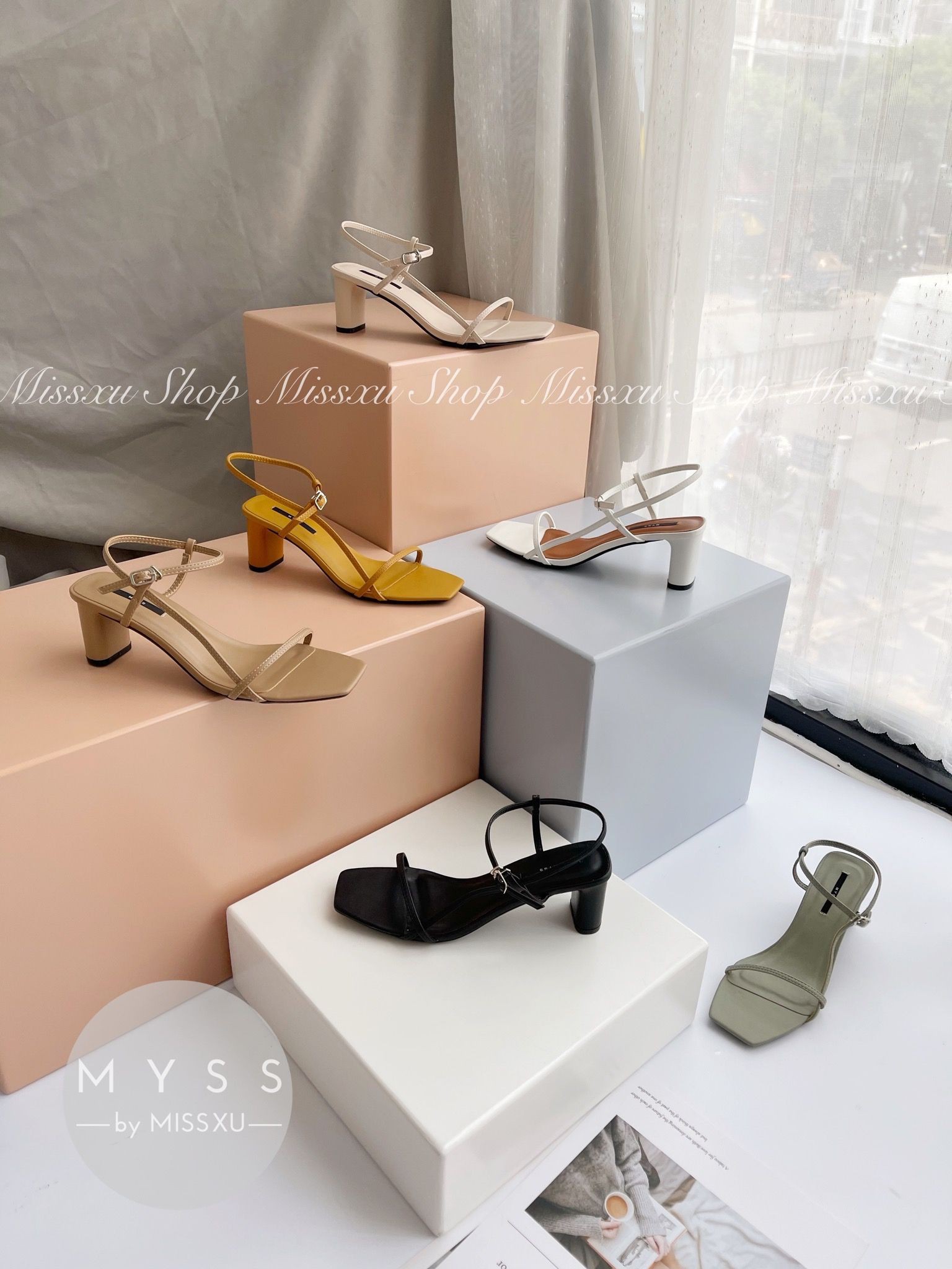 Giày sandal nữ 5cm dây ngang phối dọc dài thời trang MYSS - SD128