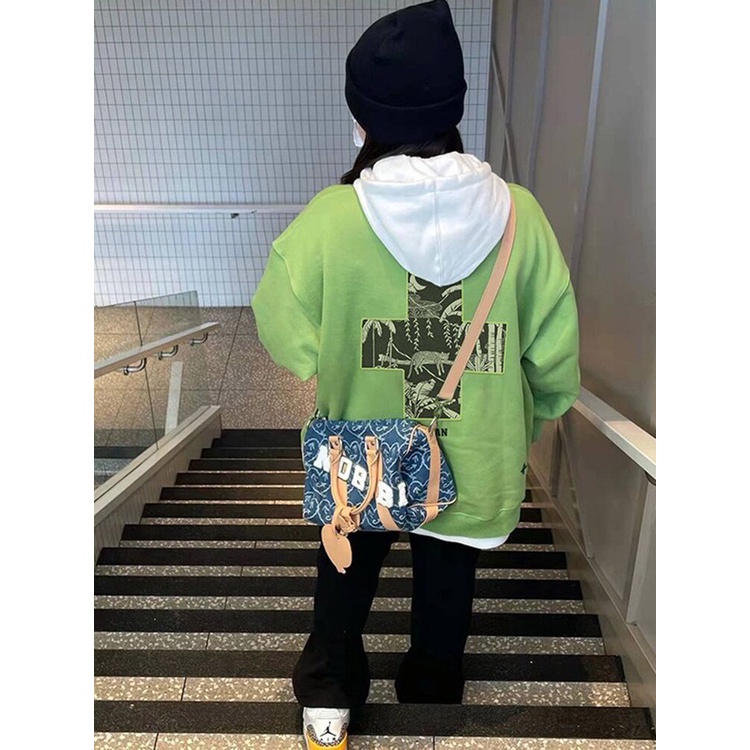 Áo Khoác Thể Thao Tay Dài Dáng Rộng Màu Trắng Dễ Phối Đồ Phong Cách Preppy Mỹ