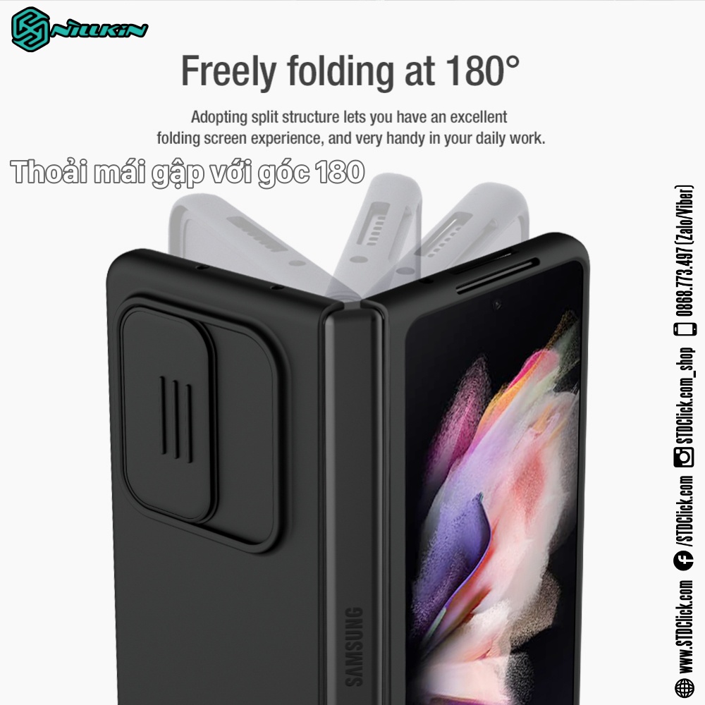 ỐP LƯNG SAMSUNG GALAXY Z FOLD 3 5G NILLKIN CAMSHIELD SILKY SILICON BẢO VỆ CAMERA CHÍNH HÃNG