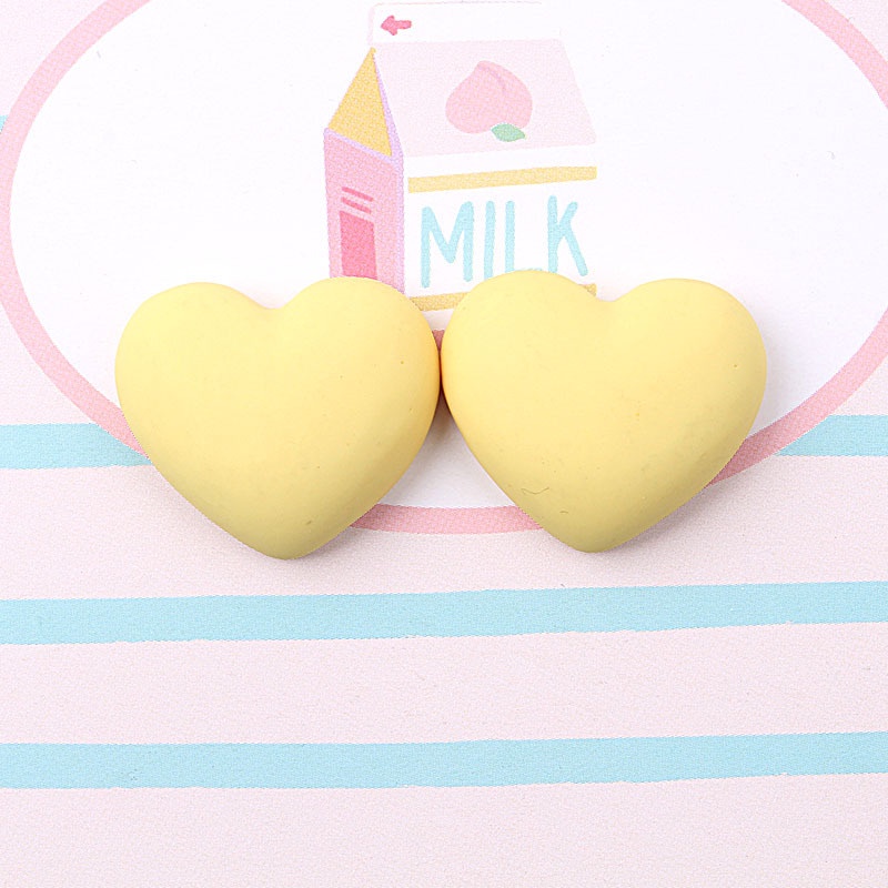 Set 10 Phụ Kiện Trang Sức Hình Trái Tim Bằng Nhựa Resin Màu Kẹo Xinh Xắn DIY