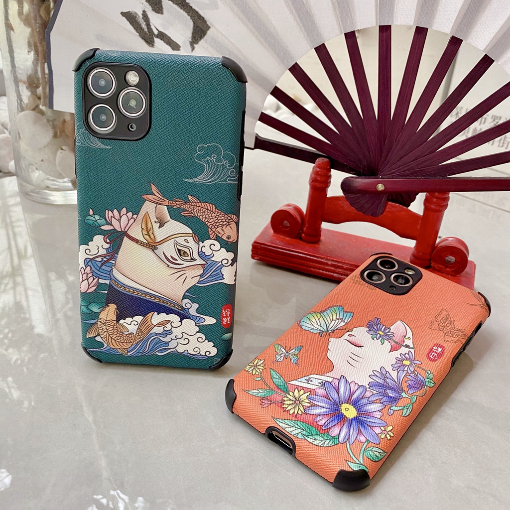 Lambskin soft case phone FOR OPPO RENO4 F11 A9 A5 A31 2020 A3S A5S  A52 A92 RENO 2 Z 2F 3 4 4SE PRO  Carp Butterfly with Tassel Lanyard for IPHONE Case of siliconse Cover