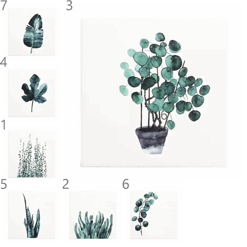Đế Lót Ly Bằng Gốm Chịu Nhiệt Chống Trượt Họa Tiết Cây Cối