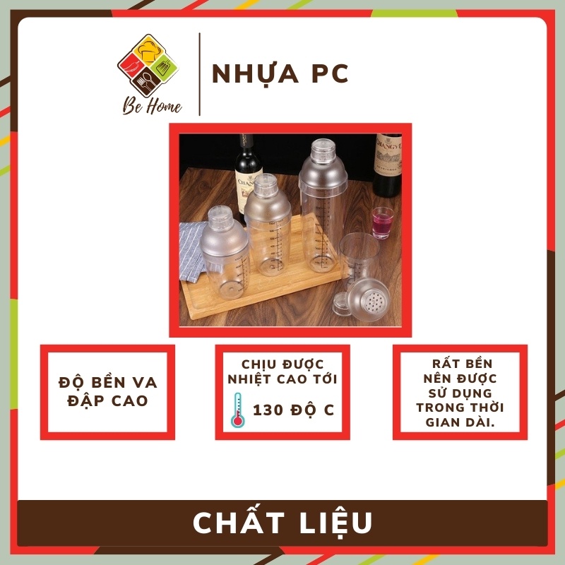 Bình Shake Nhựa - Chất Lượng Vượt Trội - Nhựa Siêu Bền - Tiết Kiệm Chi Phí BEHOME