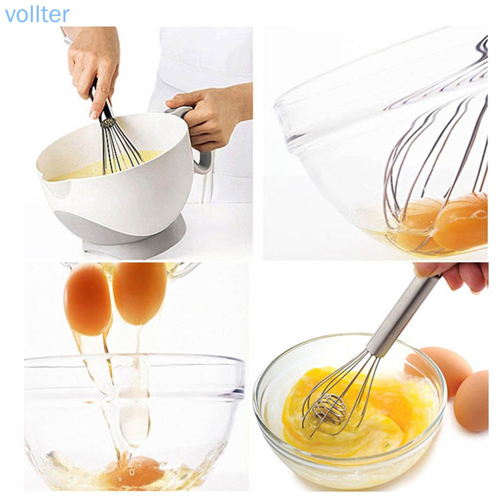 Dụng Cụ Đánh Trứng Bằng Thép Không Gỉ Cán Gỗ 10 Inch