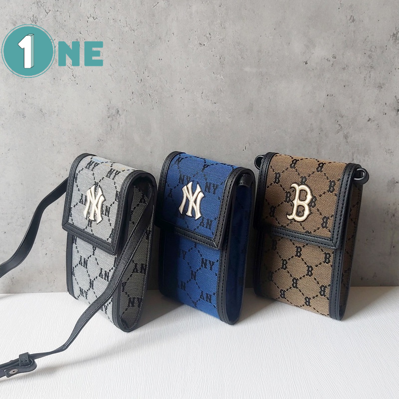 ( Chuẩn Hãng ) Túi Đeo Chéo MLB NY Mini Monogram Diamond Jacquard Cell Phone Cross Bag New York Yankees Full Tag