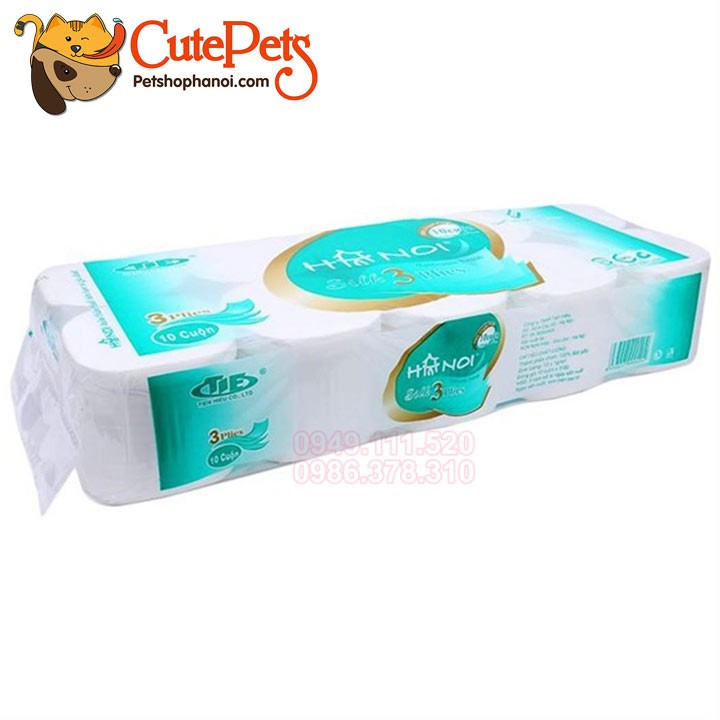 Giấy vệ sinh Hà Nội 3 lớp không lõi bịch 1.7kg 10 cuộn - petshop Hà Nội