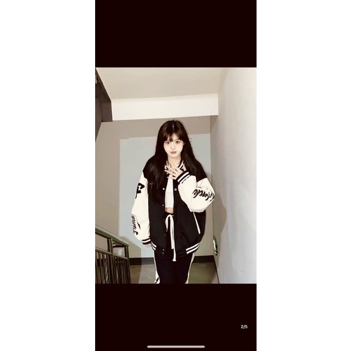 Áo Bomber Nhung Tay Da Chũ R , Tay Cổ Gấu Bo Dệt Xịn Xò