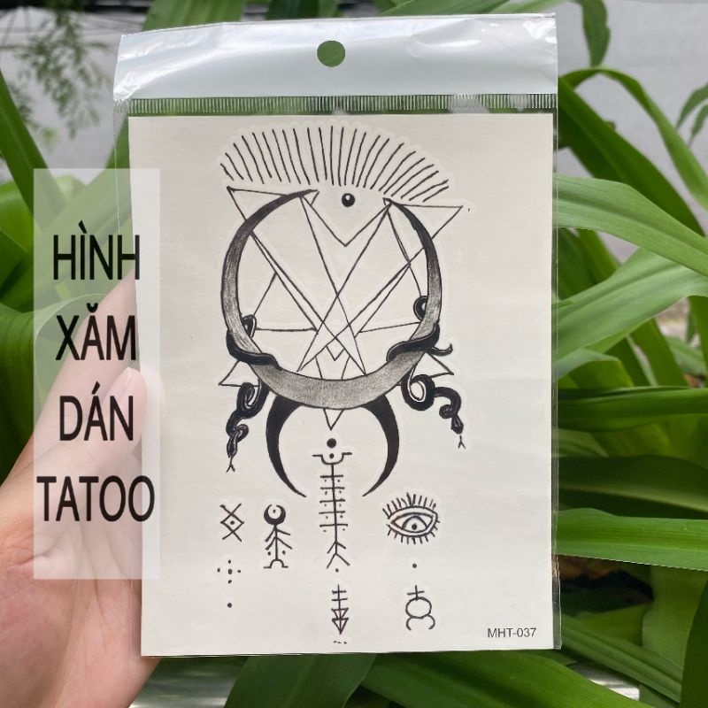 Hình xăm ký hiệu hình học trừu tượng ngón tay chất ngầu MHT37 size bàn tay to &lt; 12x16cm. Boss tatoo - xăm dán tạm thời