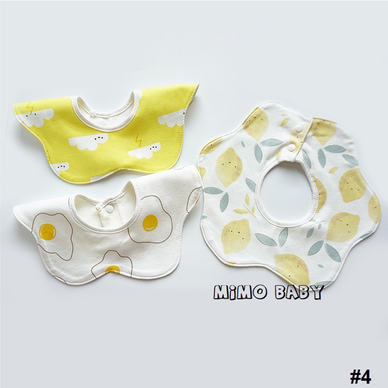 [Mã SKAMFSW175 giảm 10K đơn 50K] Set 3 yếm cổ tròn cánh hoa cotton mềm mại, dễ thương Mimo Baby cho bé YC06